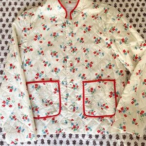 Yolke Floral Quilted Jacket with Red Trim